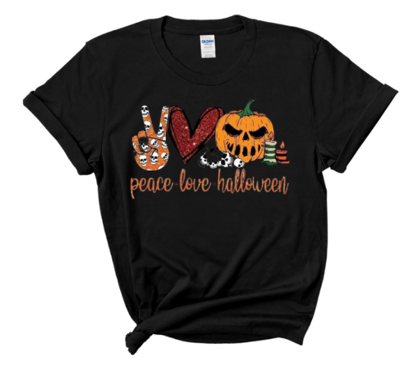 Peace love halloween tshirt