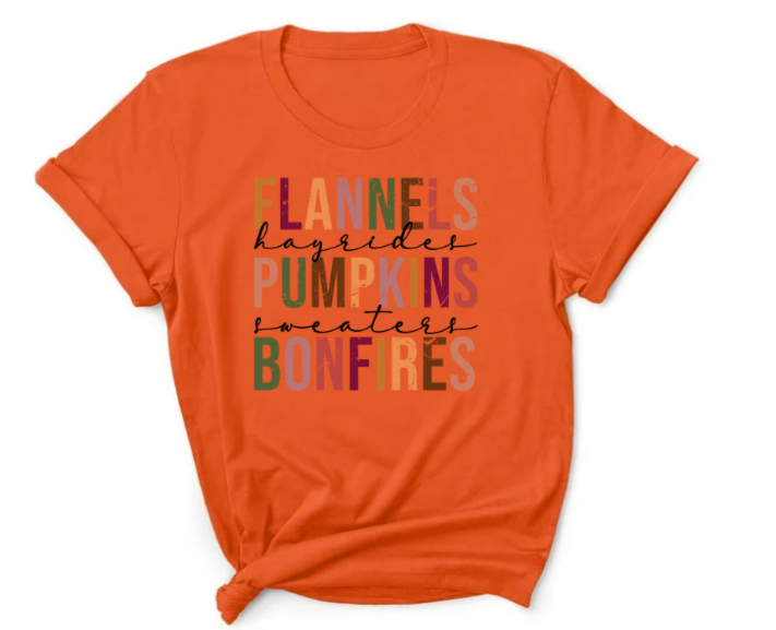 Flannels Pumpkins Bonfires T-shirt